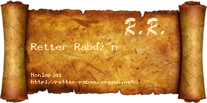 Retter Rabán névjegykártya